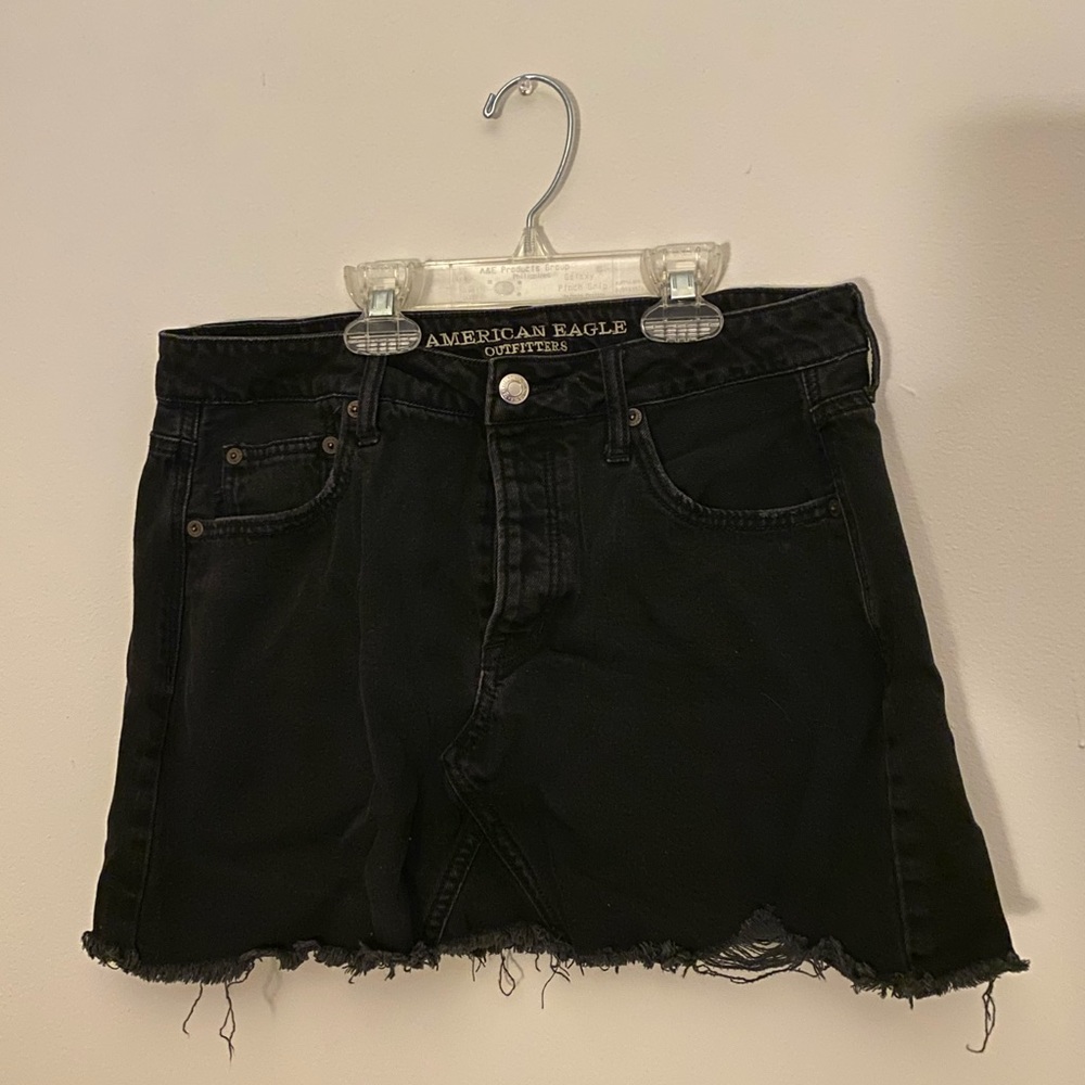 Size 10 American Eagle Black Button Up Mini Skirt